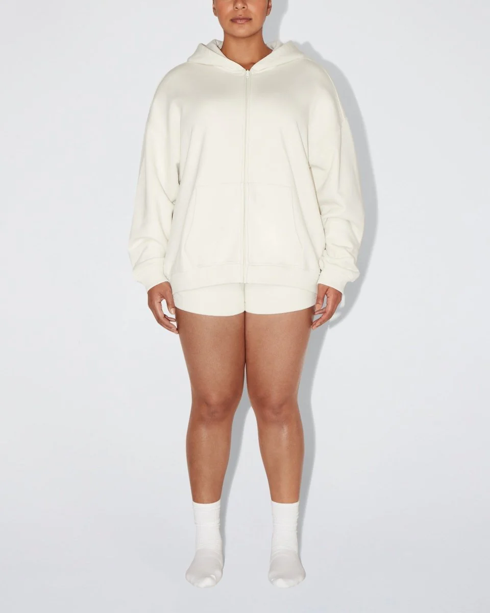 Fleece Oversized Zip Hoodie | Ecru - Image 8