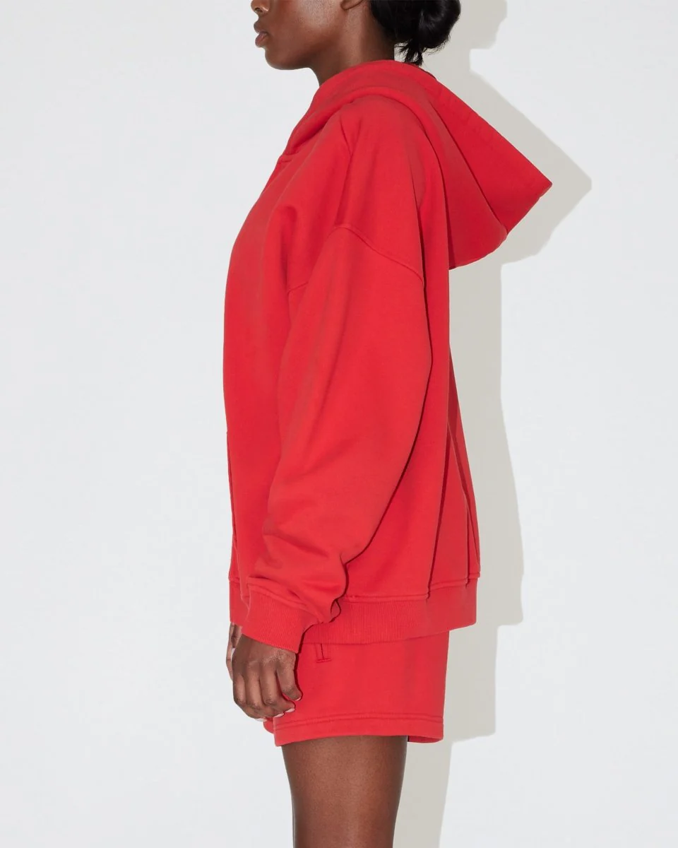 Fleece Oversized Zip Hoodie | Red - Image 4