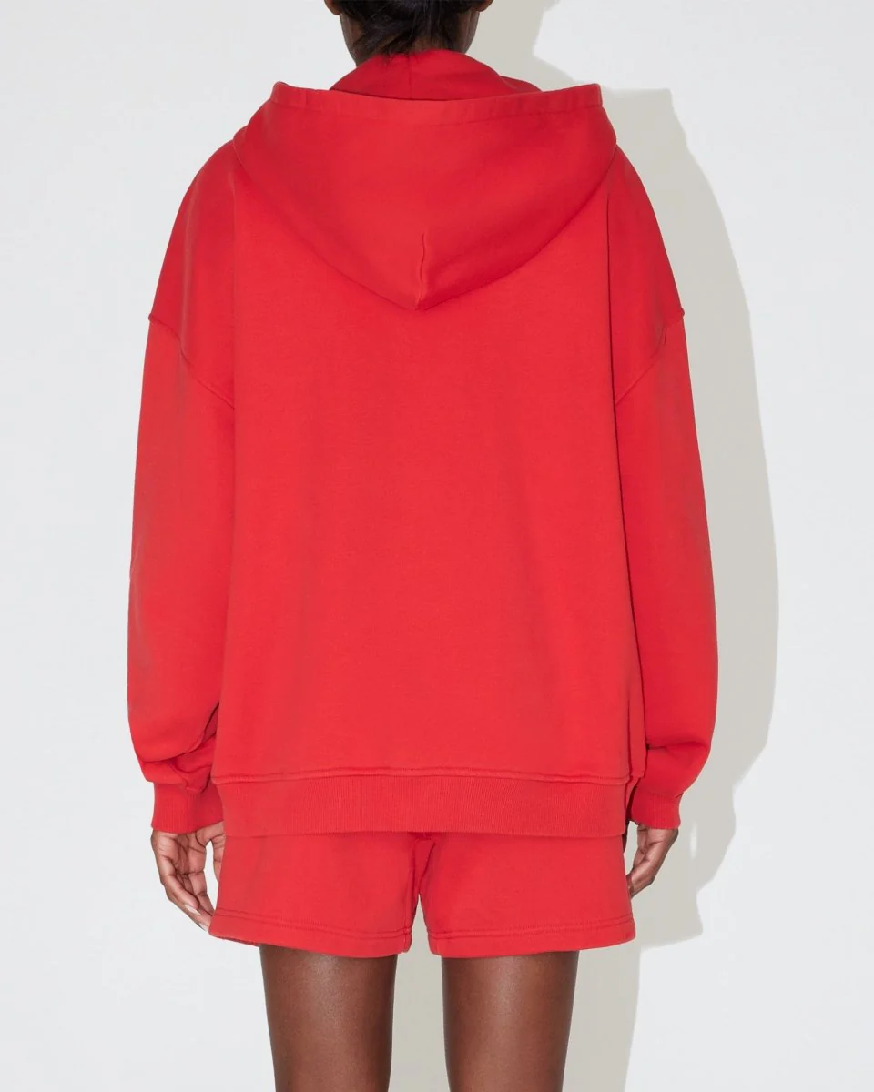 Fleece Oversized Zip Hoodie | Red - Image 5