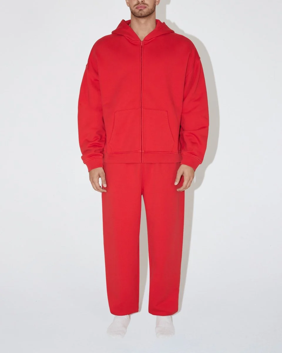 Fleece Oversized Zip Hoodie | Red - Image 6