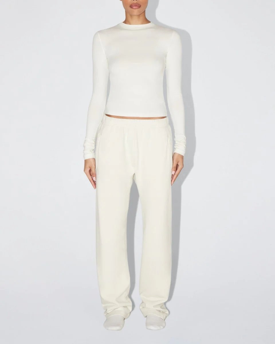 Fleece Straight Leg Pant | Ecru - Image 3