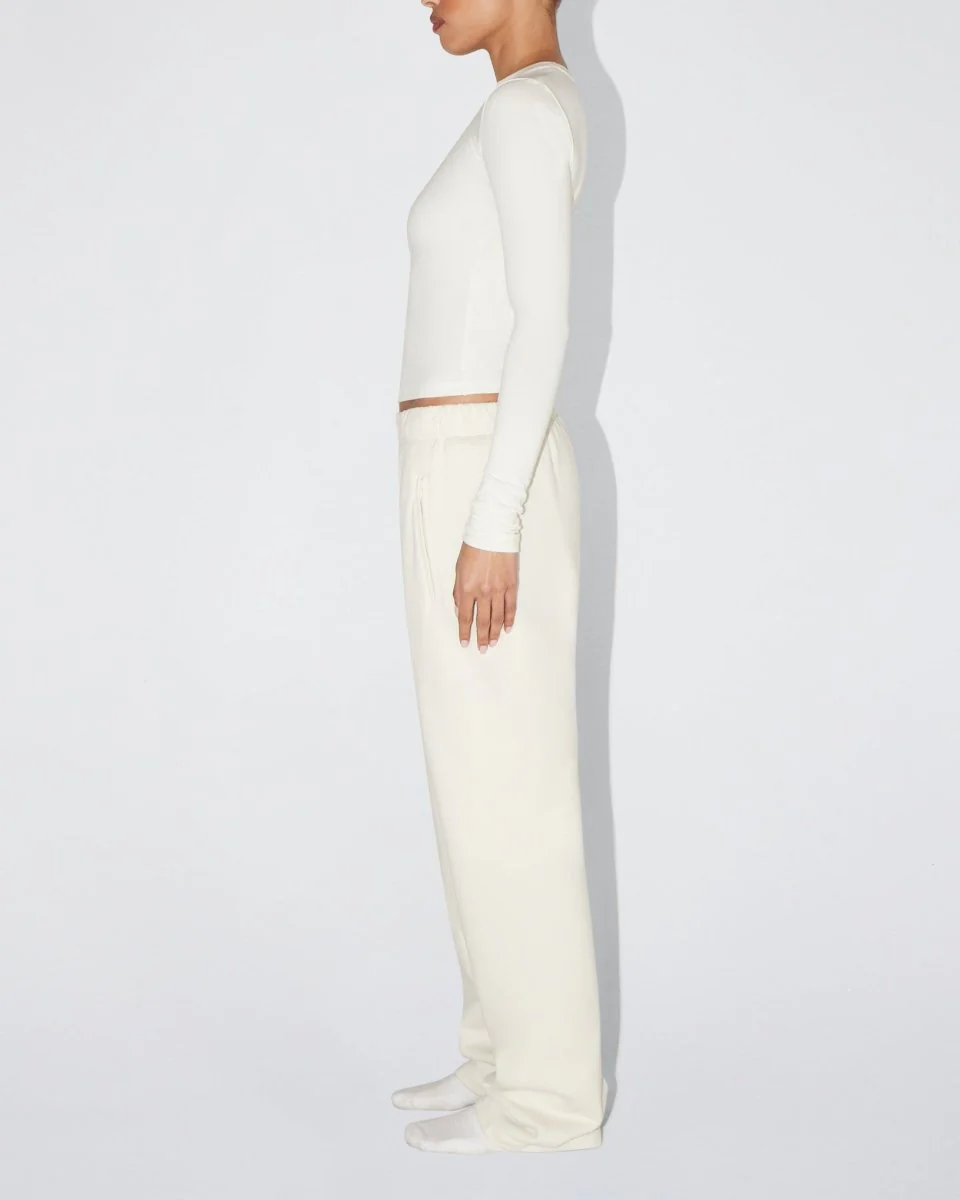 Fleece Straight Leg Pant | Ecru - Image 4