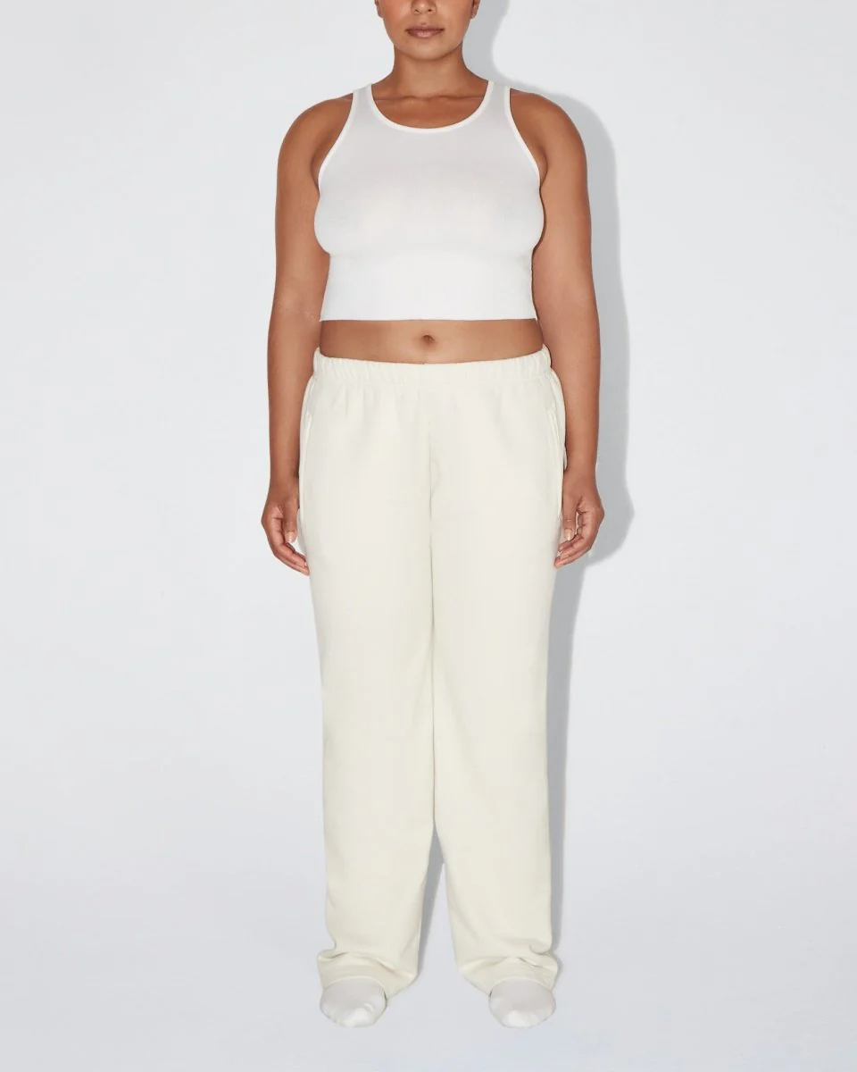 Fleece Straight Leg Pant | Ecru - Image 9