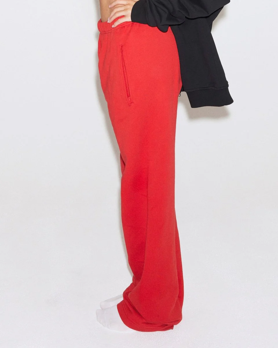 Fleece Straight Leg Pant | Red - Image 3