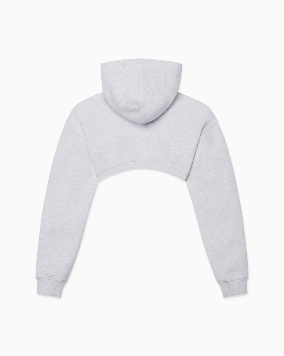 Fleece Super Cropped Hoodie | Light Heather Grey - Image 6