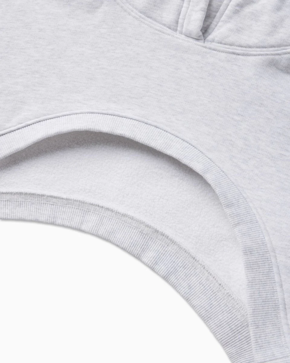 Fleece Super Cropped Hoodie | Light Heather Grey - Image 7