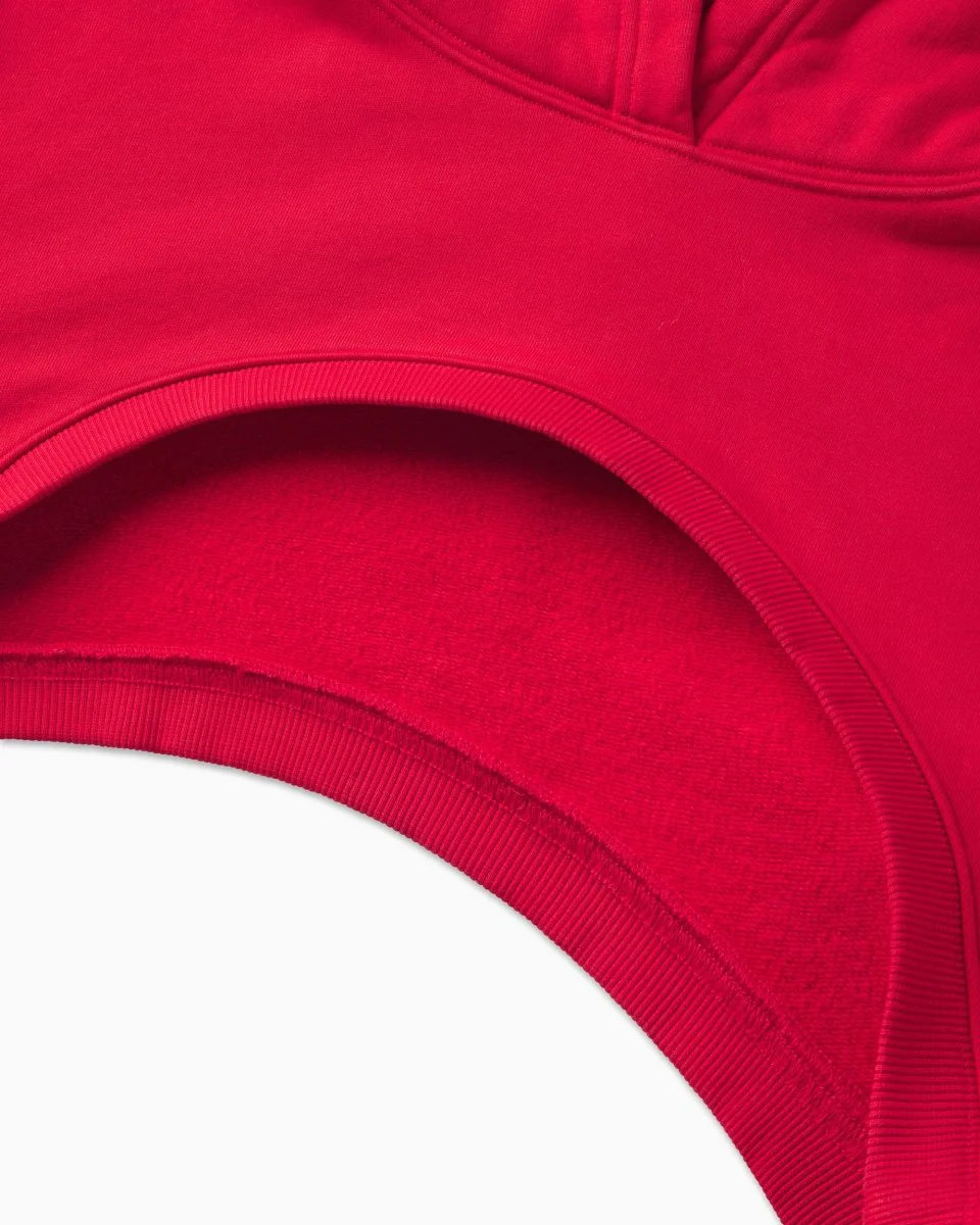 Fleece Super Cropped Hoodie | Red - Image 7