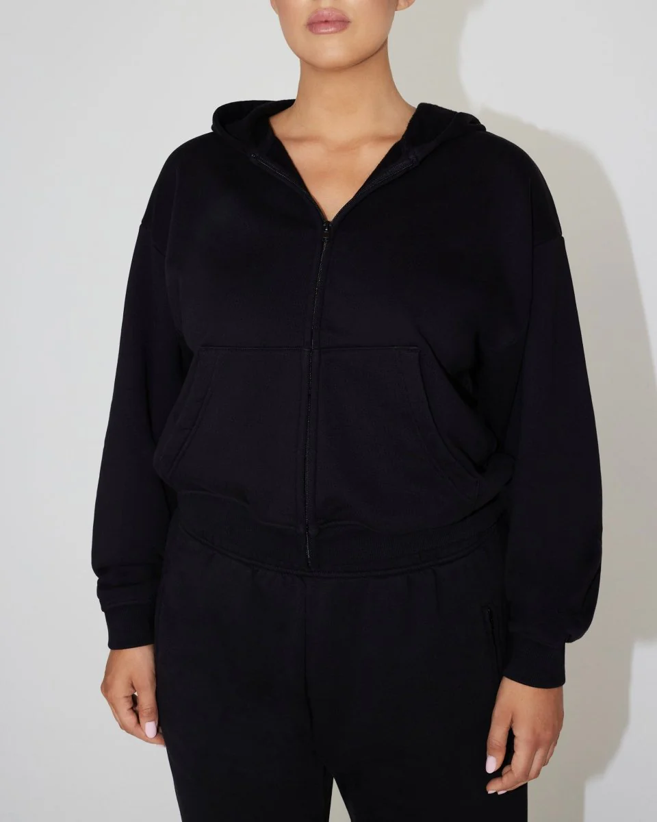 Fleece Zip Hoodie | Black - Image 3