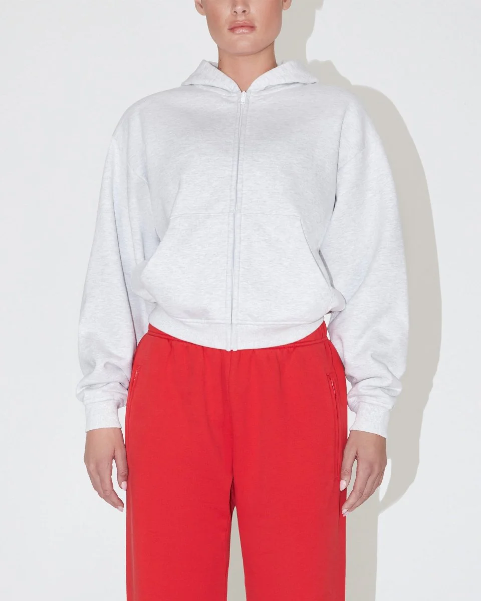 Fleece Zip Hoodie | Light Heather Grey - Image 3
