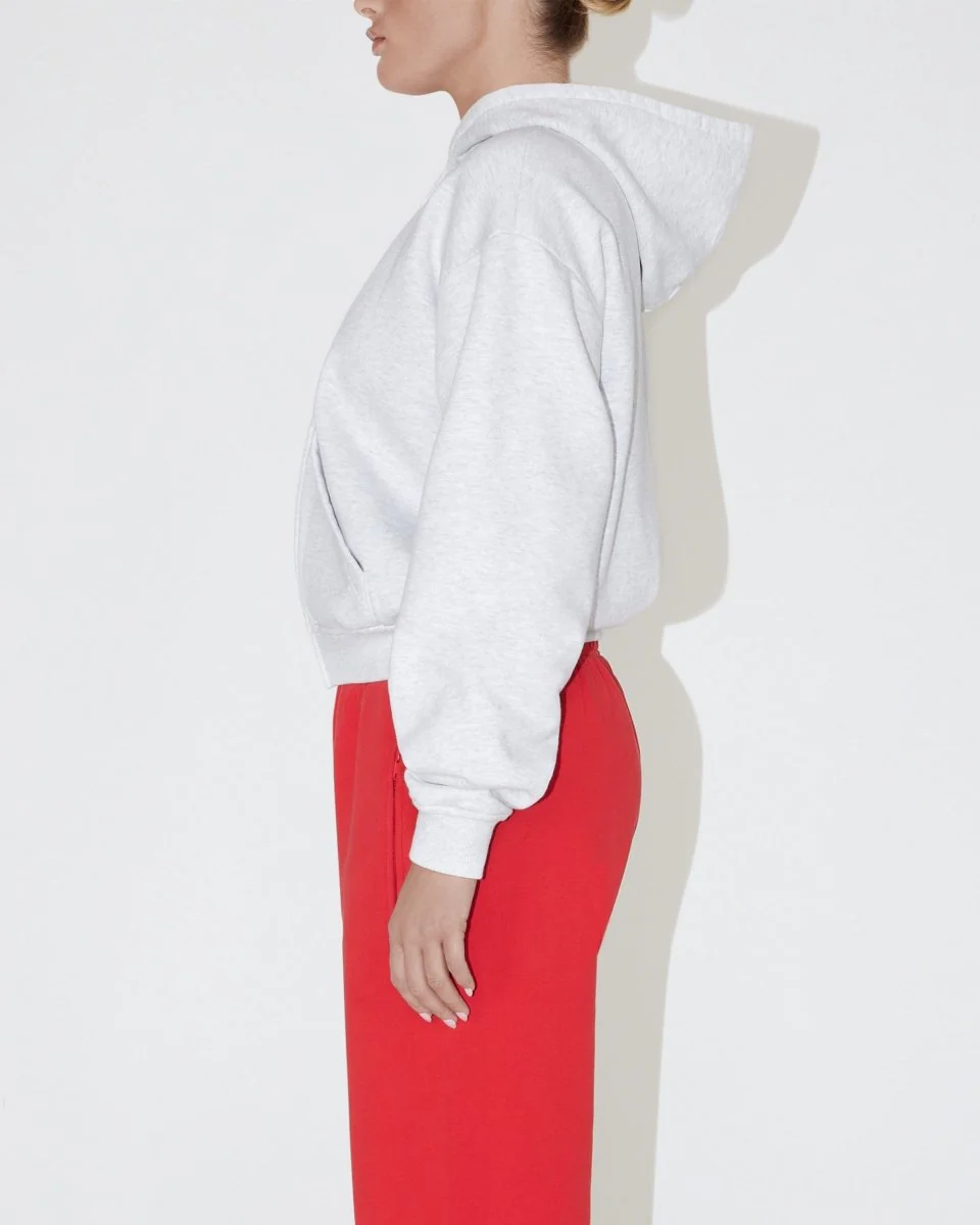 Fleece Zip Hoodie | Light Heather Grey - Image 4