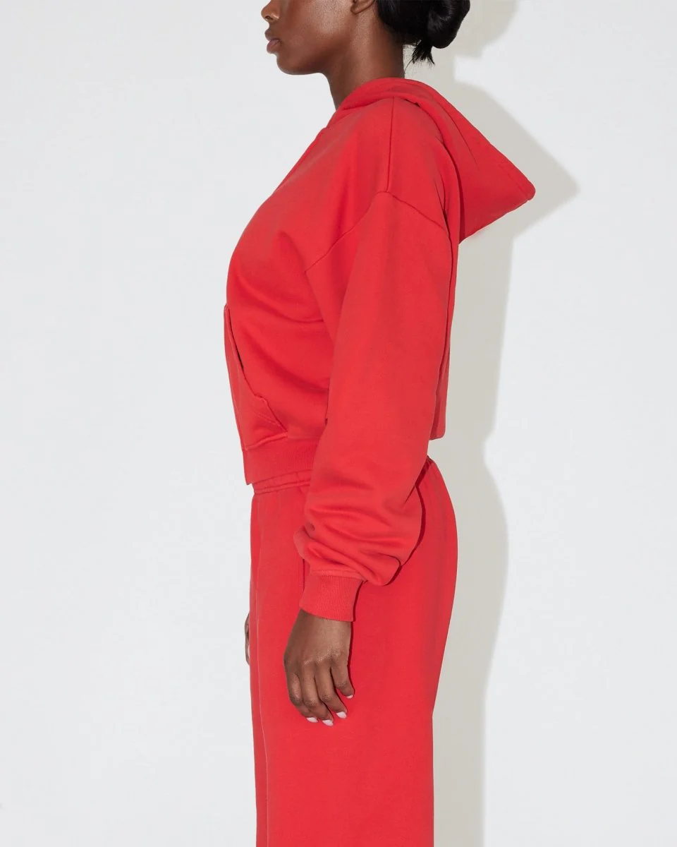 Fleece Zip Hoodie | Red - Image 3