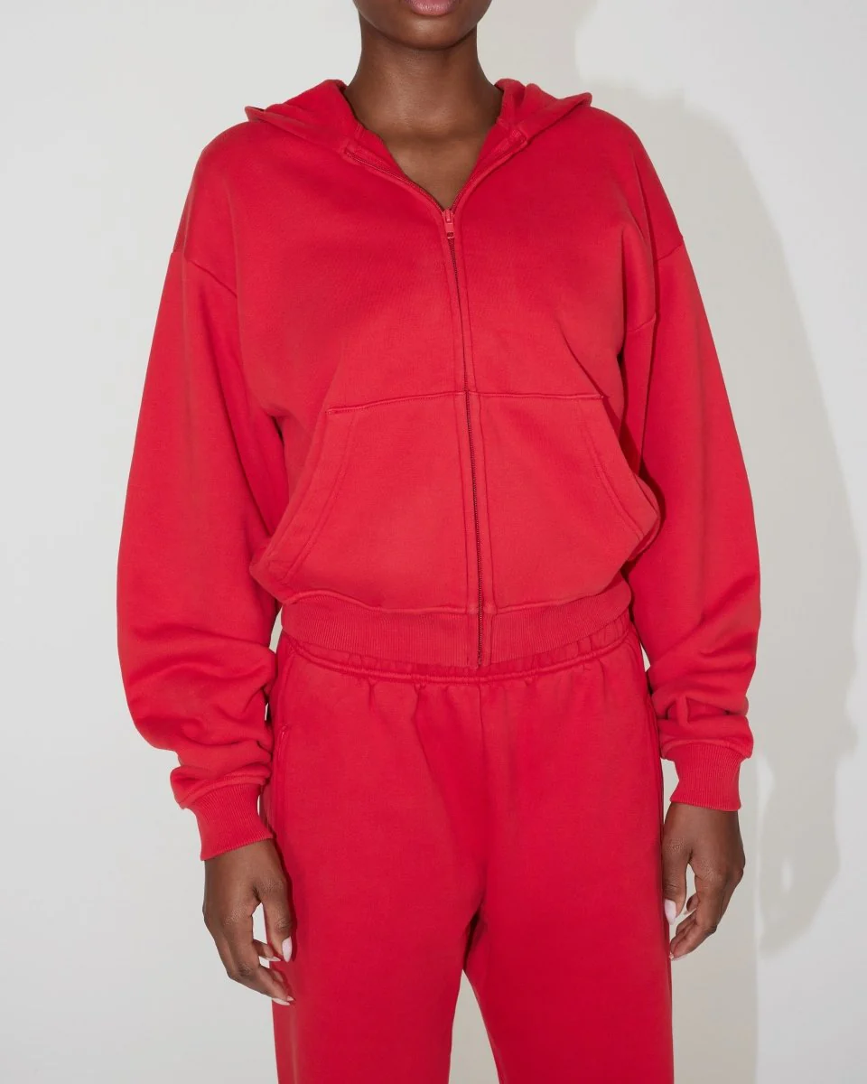 Fleece Zip Hoodie | Red - Image 4