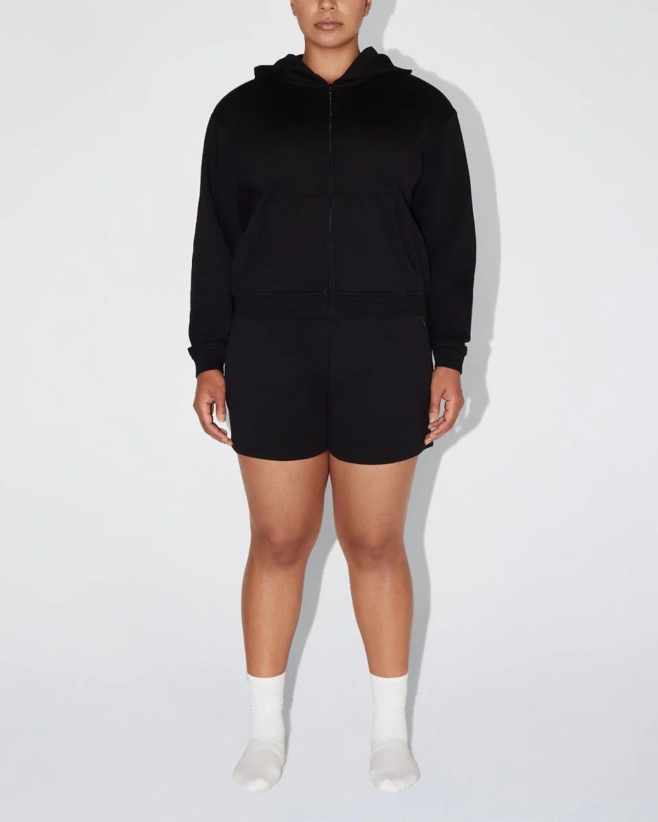 Fleece Zip Hoodie with Oversized Hood | Black - Image 7
