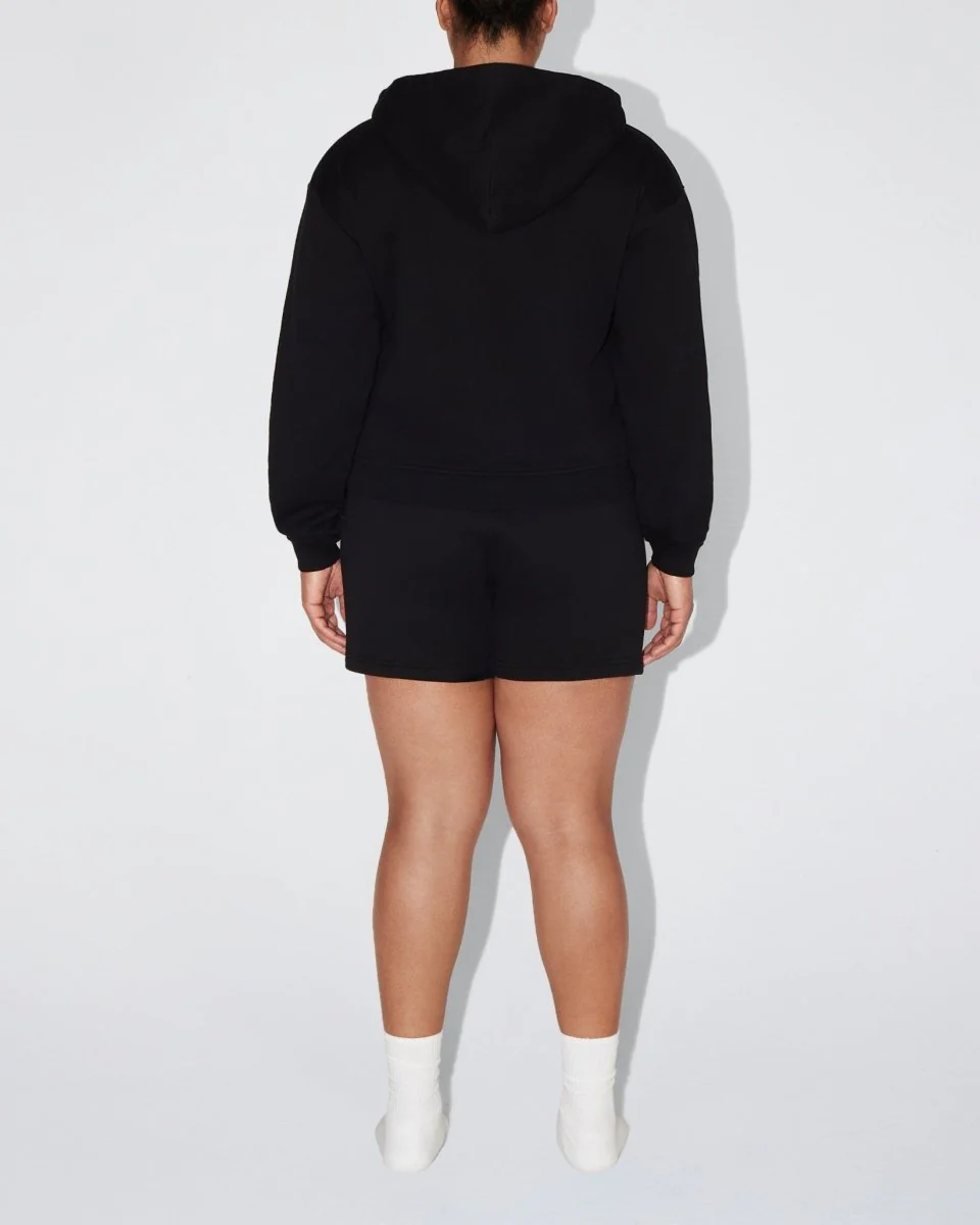 Fleece Zip Hoodie with Oversized Hood | Black - Image 9
