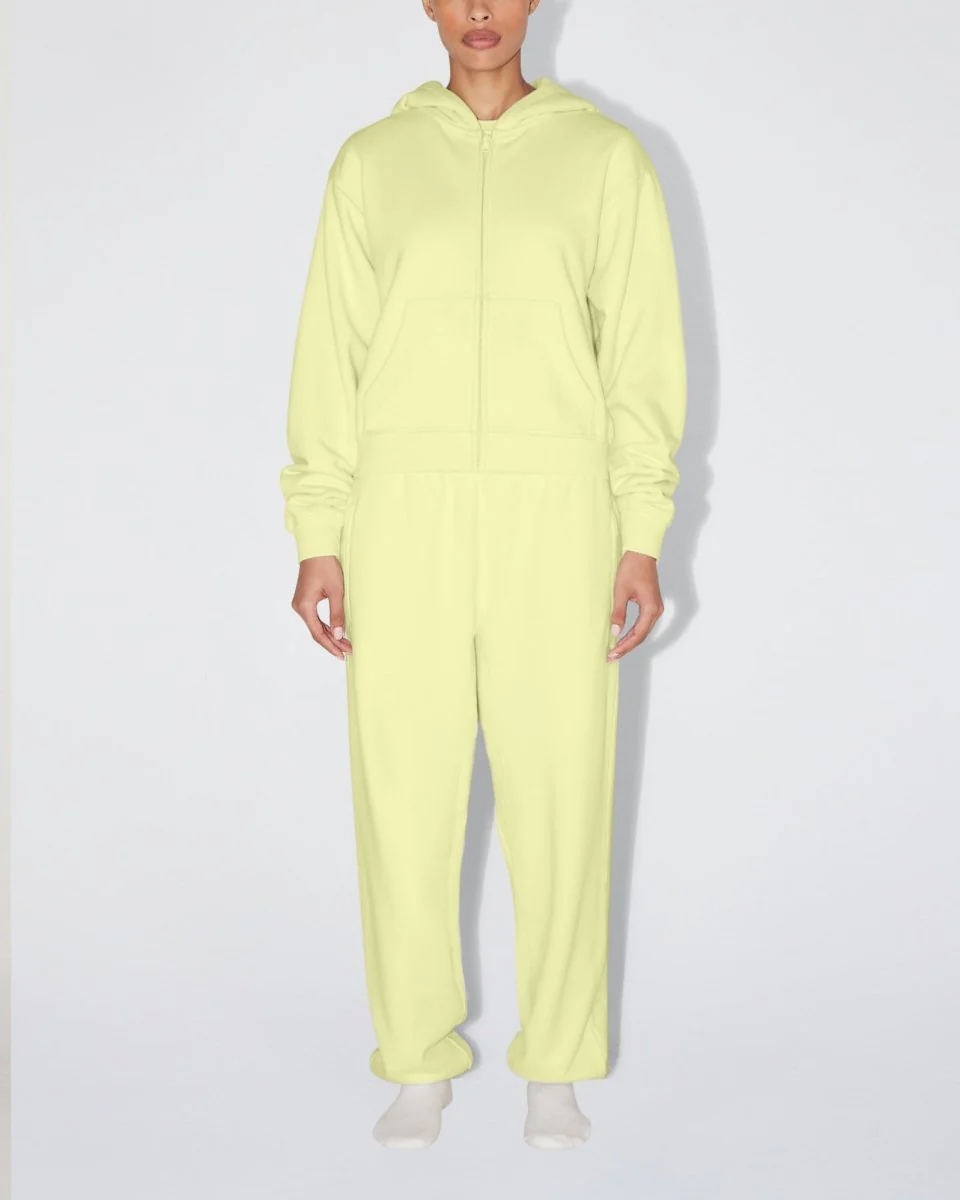 Fleece Zip Hoodie with Oversized Hood | Limoncello - Image 3