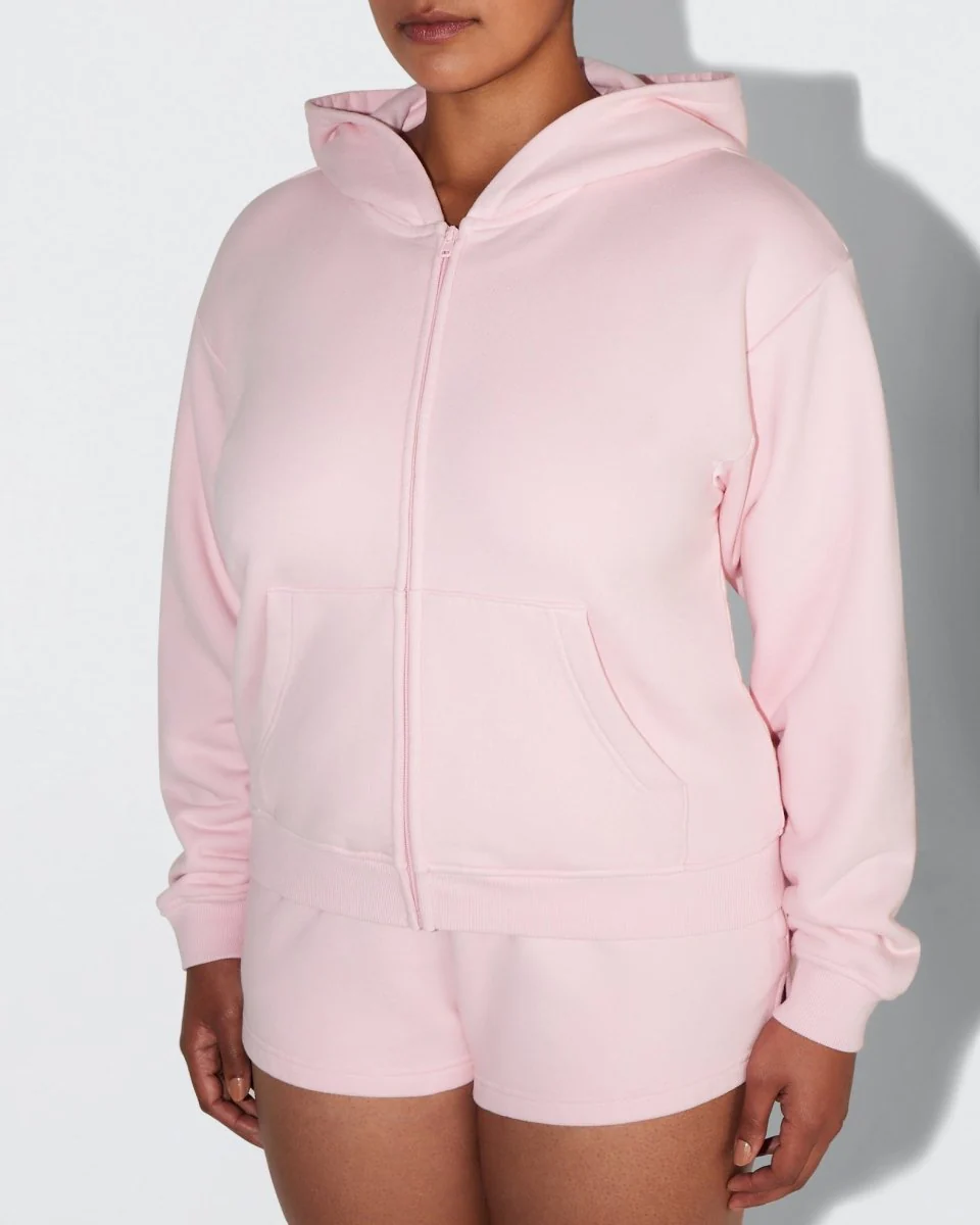 Fleece Zip Hoodie with Oversized Hood | Orchid Pink - Image 4