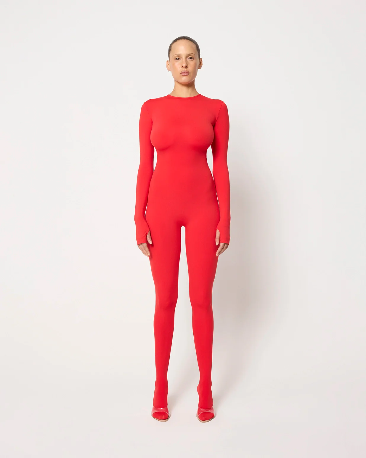 Long Sleeve Footed Catsuit | Scarlet - Image 3