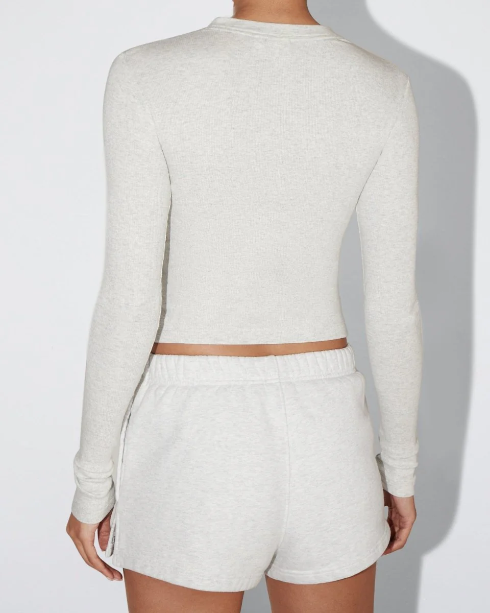 Long Sleeve Ribbed Tee | Light Heather Grey - Image 12