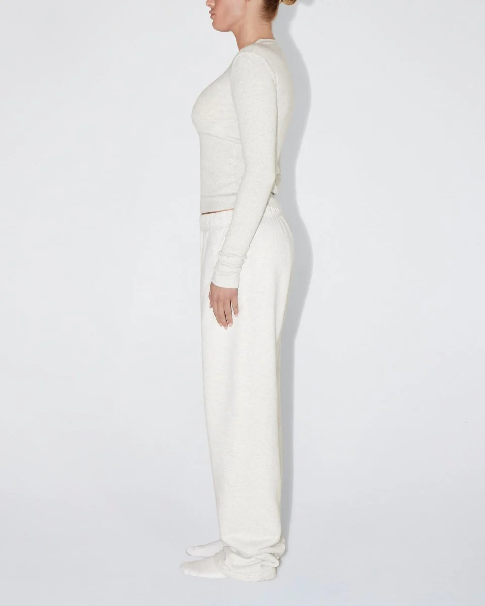 Long Sleeve Ribbed Tee | Light Heather Grey - Image 4