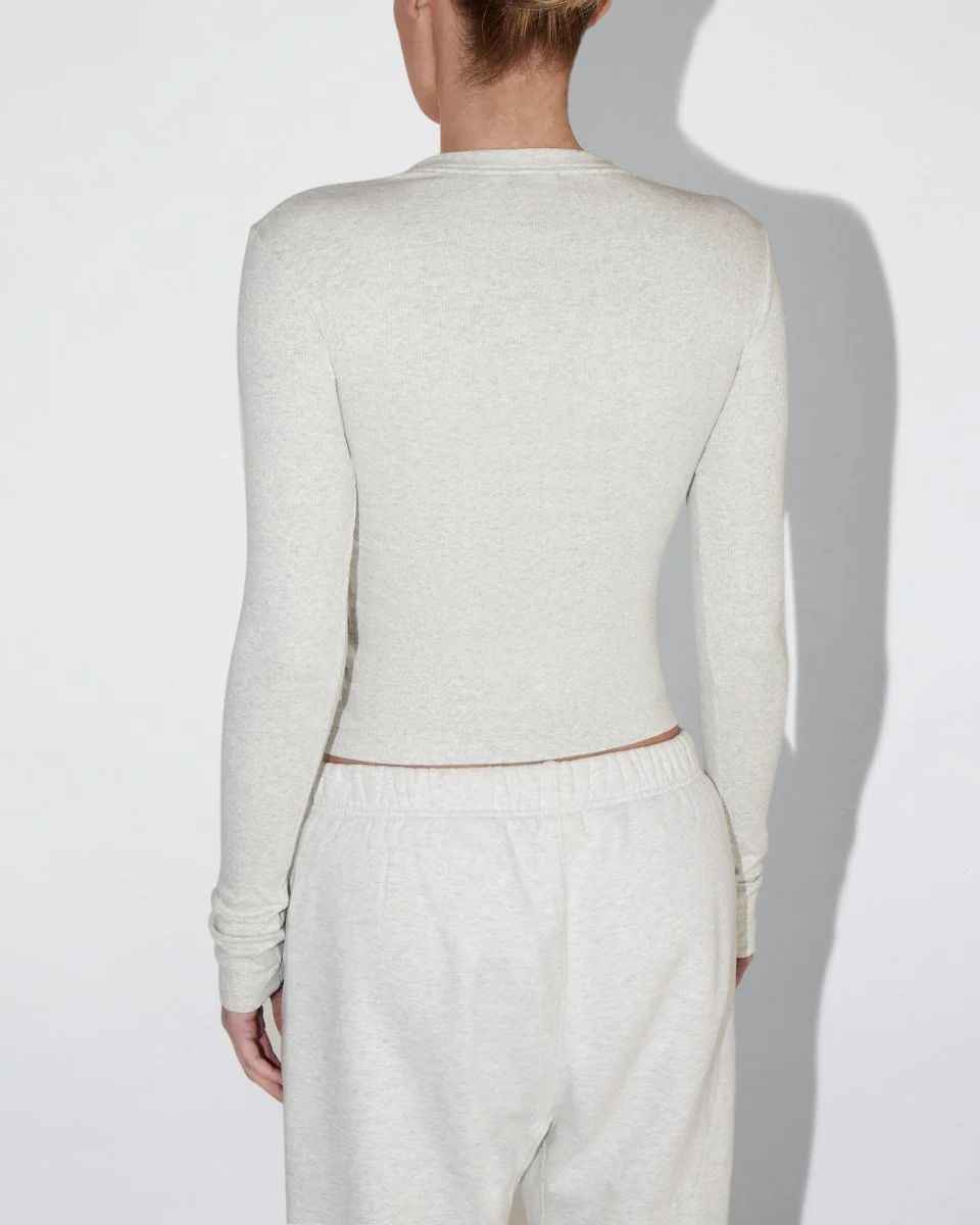 Long Sleeve Ribbed Tee | Light Heather Grey - Image 7