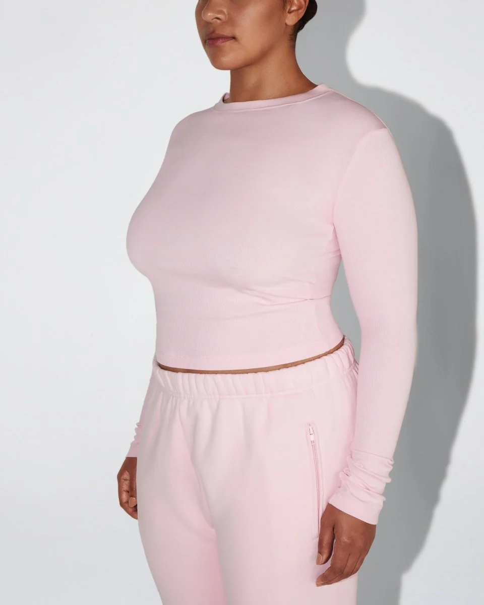 Long Sleeve Ribbed Tee | Orchid Pink - Image 11