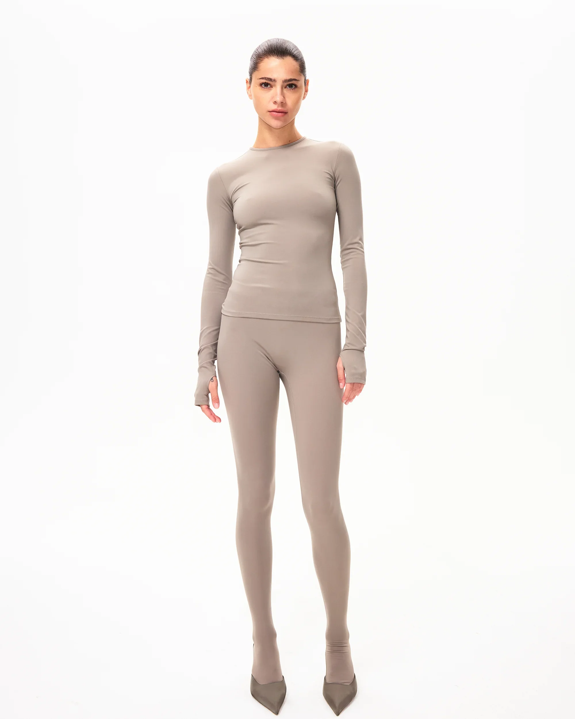 Long Sleeve Thumb Hole Tee | Cement - Image 3