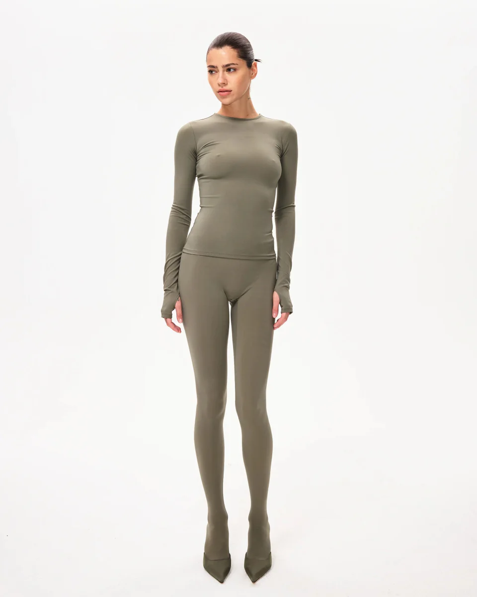Long Sleeve Thumb Hole Tee | Dusty Olive - Image 3