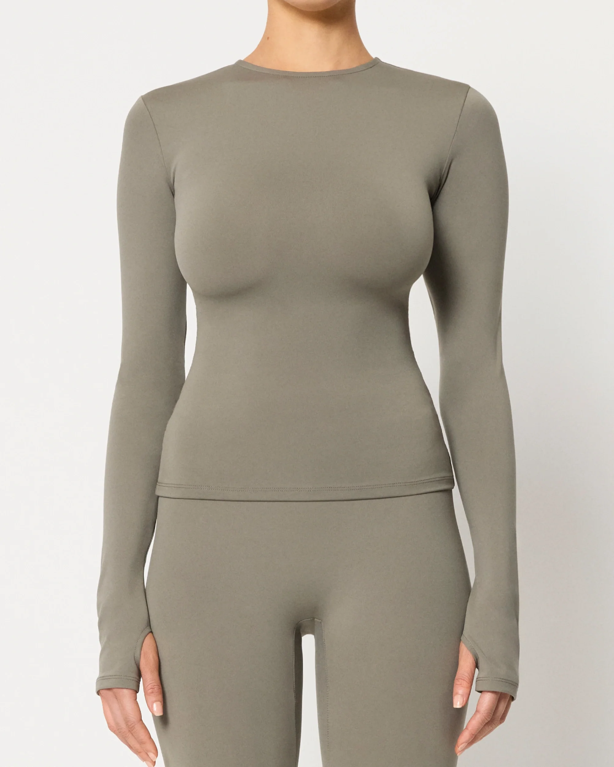 Long Sleeve Thumb Hole Tee | Dusty Olive - Image 7