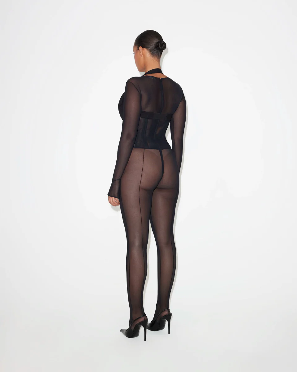 Mesh Corset Catsuit | Black - Image 7