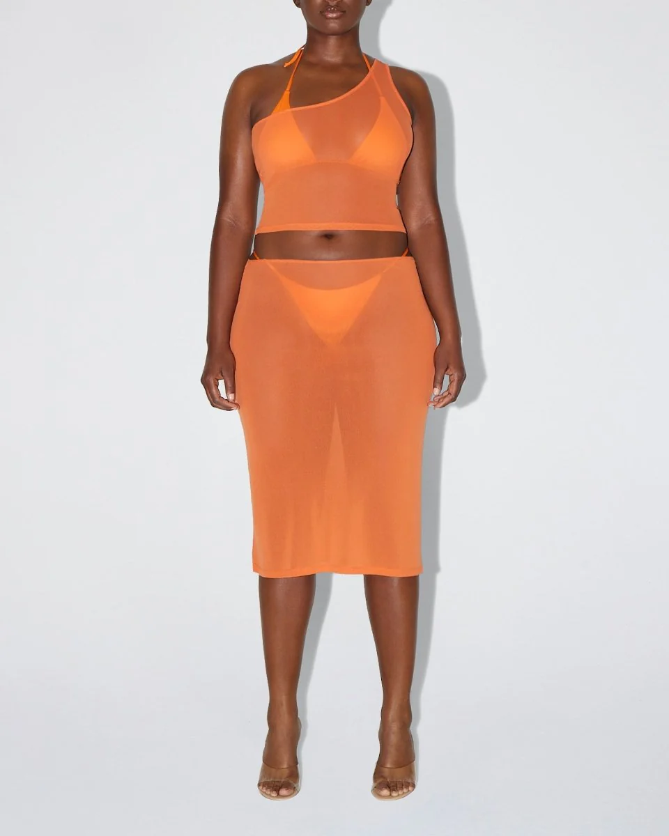 Mesh One Shoulder Top | Sunset - Image 5