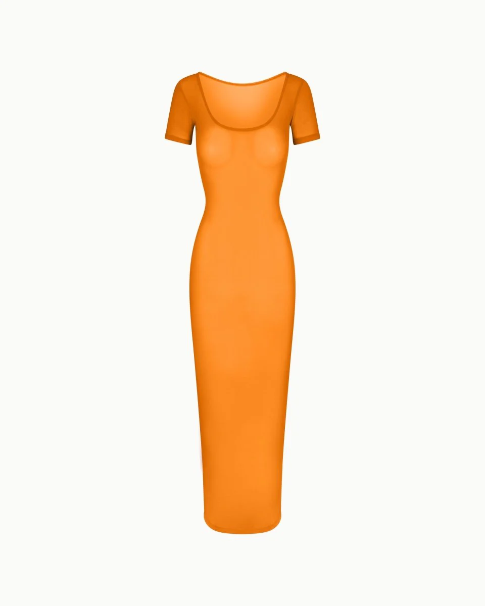 Mesh Scoop Neck Maxi Dress | Sunset - Image 2