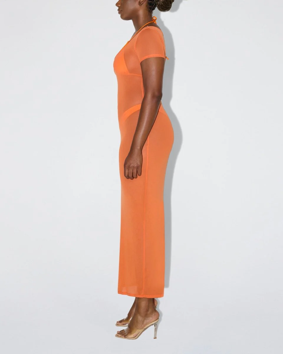 Mesh Scoop Neck Maxi Dress | Sunset - Image 4