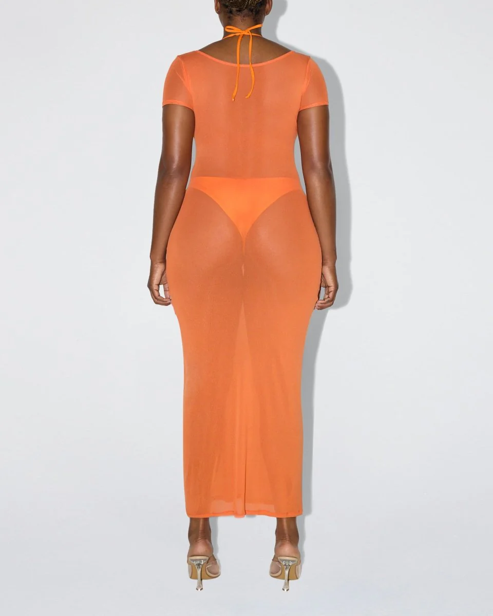 Mesh Scoop Neck Maxi Dress | Sunset - Image 5