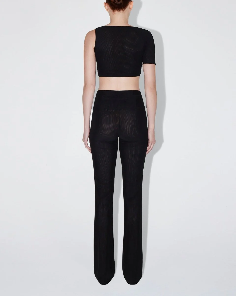 Mesh Stretch Cutout Foldover Pant | Black - Image 4