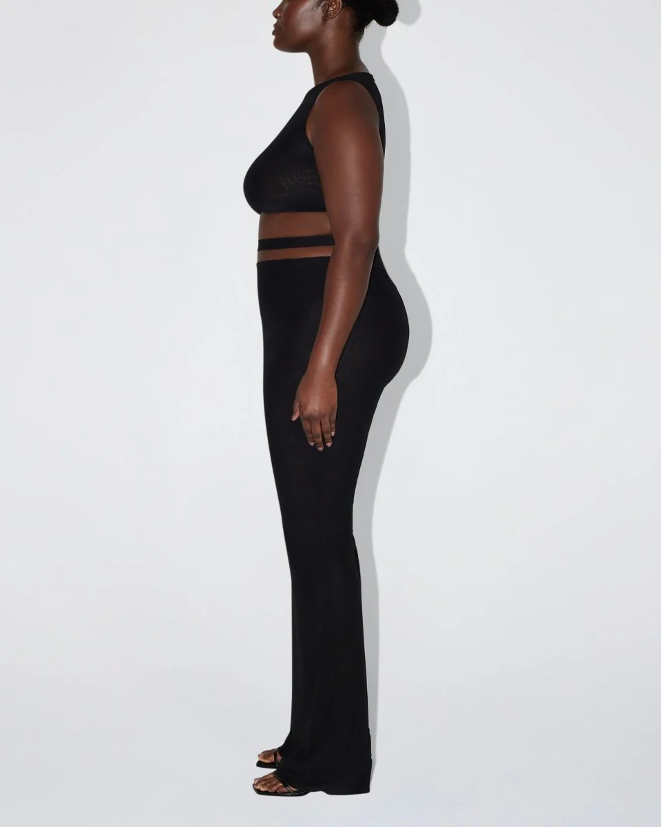 Mesh Stretch Cutout Foldover Pant | Black - Image 7