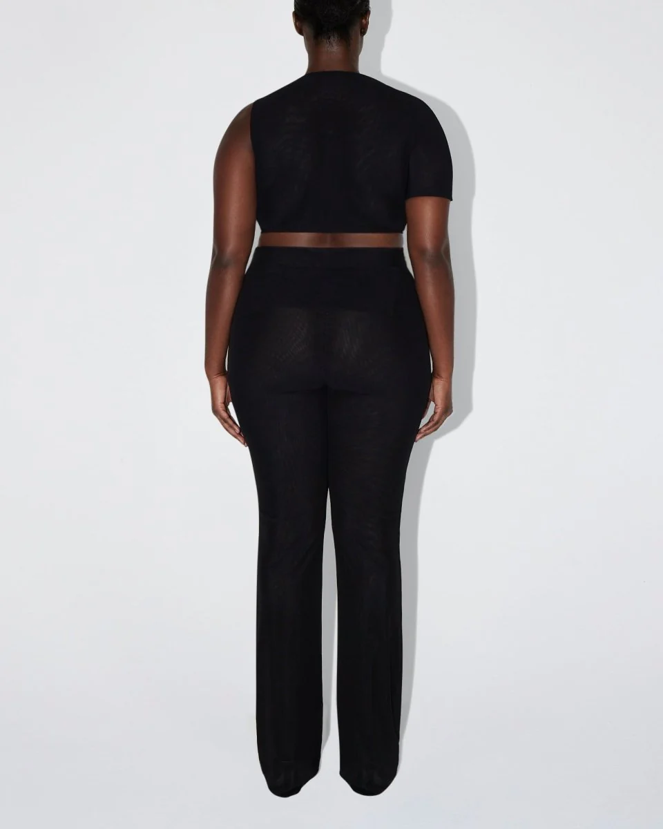Mesh Stretch Cutout Foldover Pant | Black - Image 8