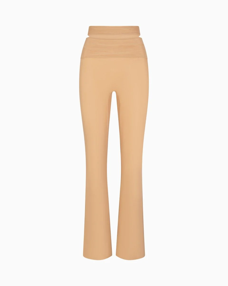 Mesh Stretch Cutout Foldover Pant | Nude - Image 2