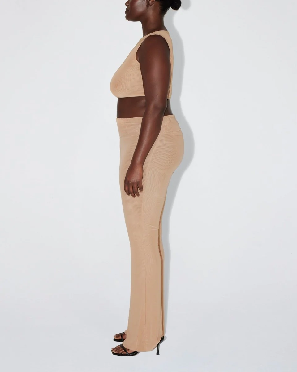 Mesh Stretch Cutout Foldover Pant | Nude - Image 7
