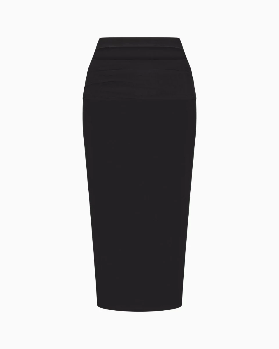 Mesh Stretch Cutout Skirt | Black - Image 2