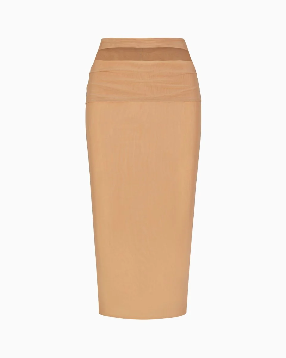 Mesh Stretch Cutout Skirt | Nude - Image 2