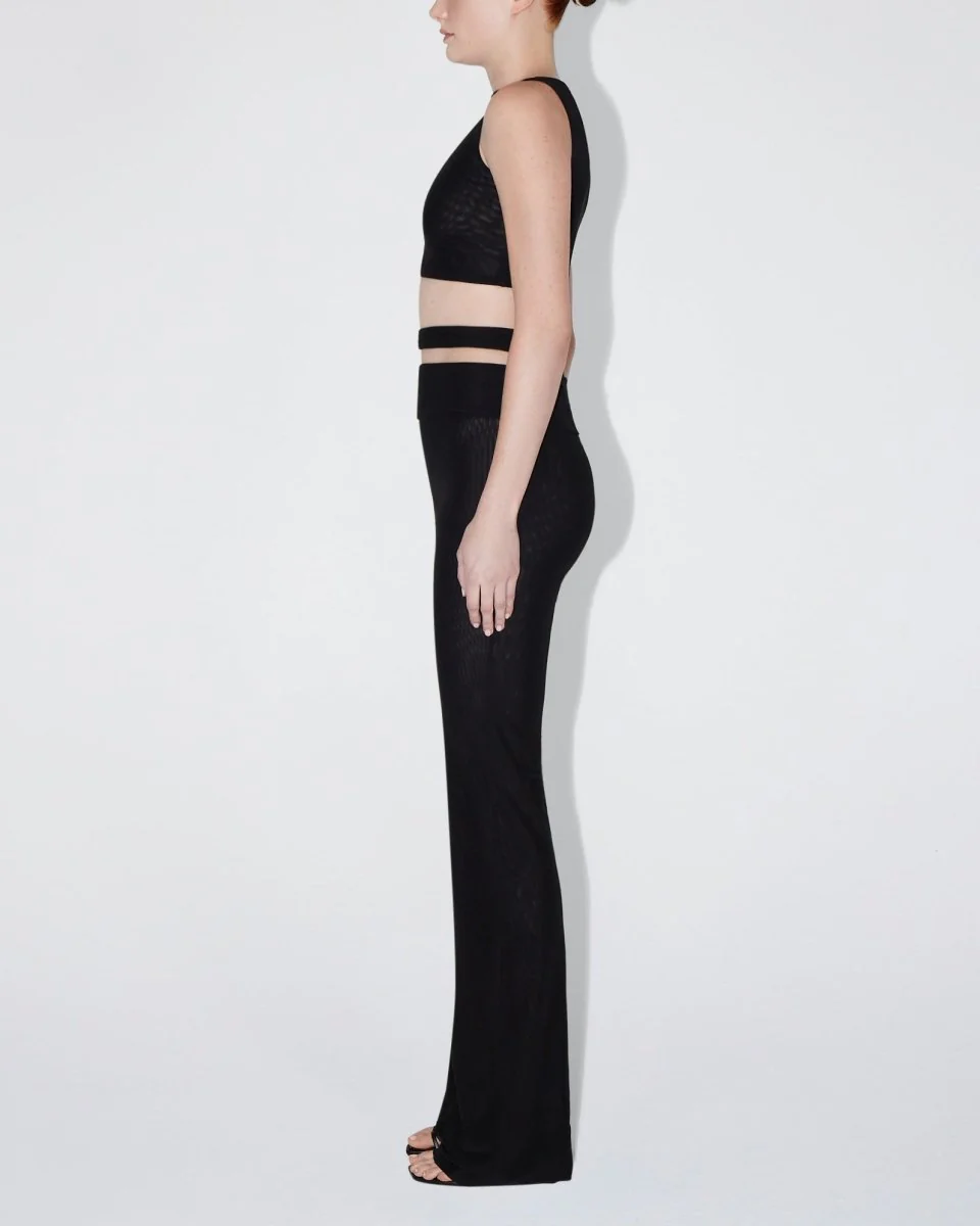 Mesh Stretch Micro One Shoulder Top | Black - Image 4