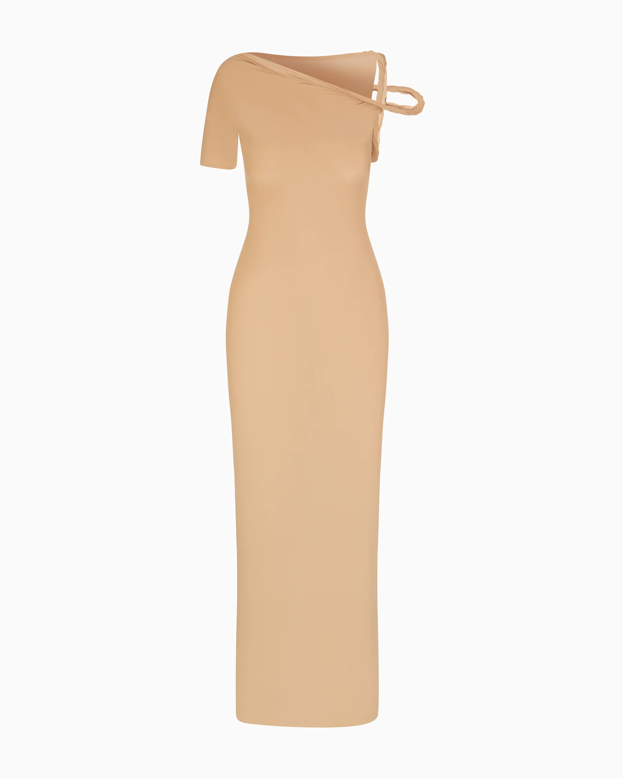 Mesh Stretch Twist Maxi Dress | Nude - Image 2