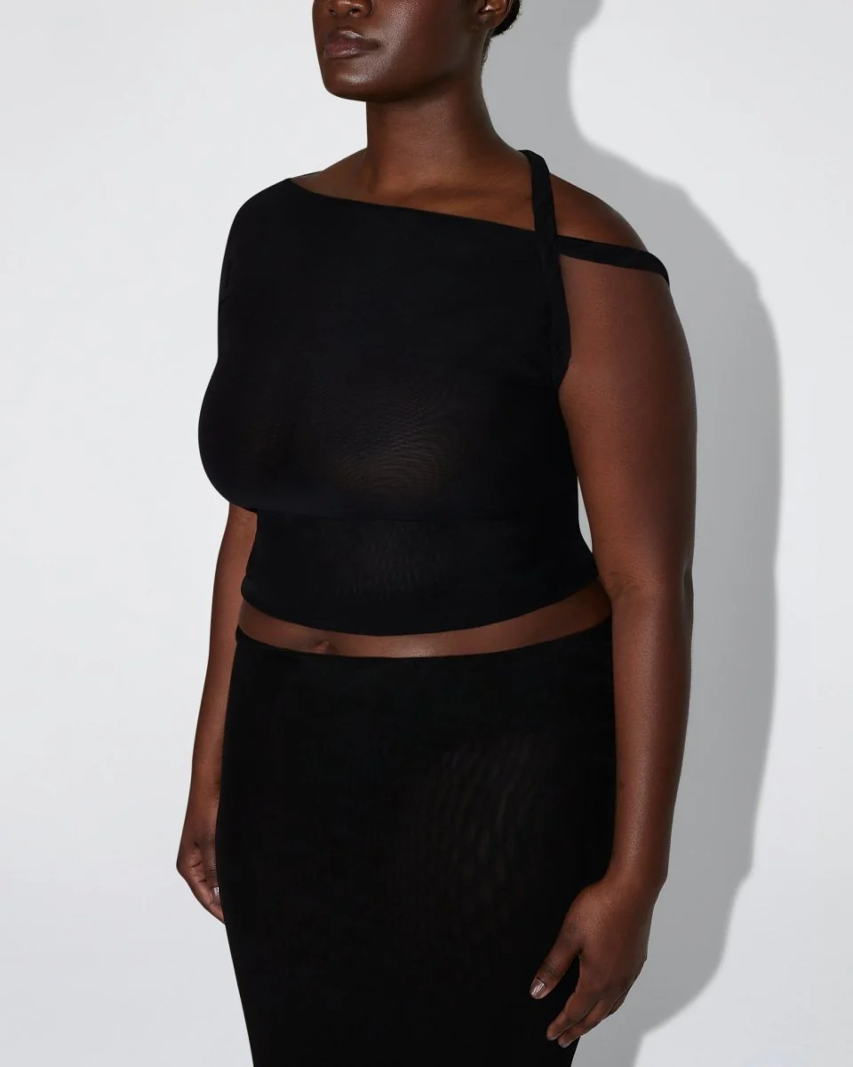 Mesh Stretch Twisted Top | Black - Image 10
