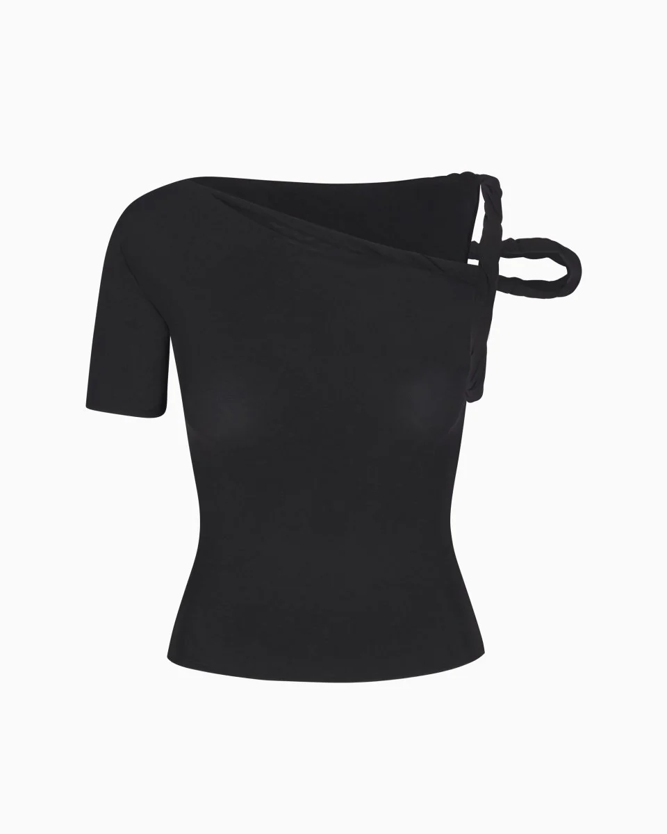 Mesh Stretch Twisted Top | Black - Image 2