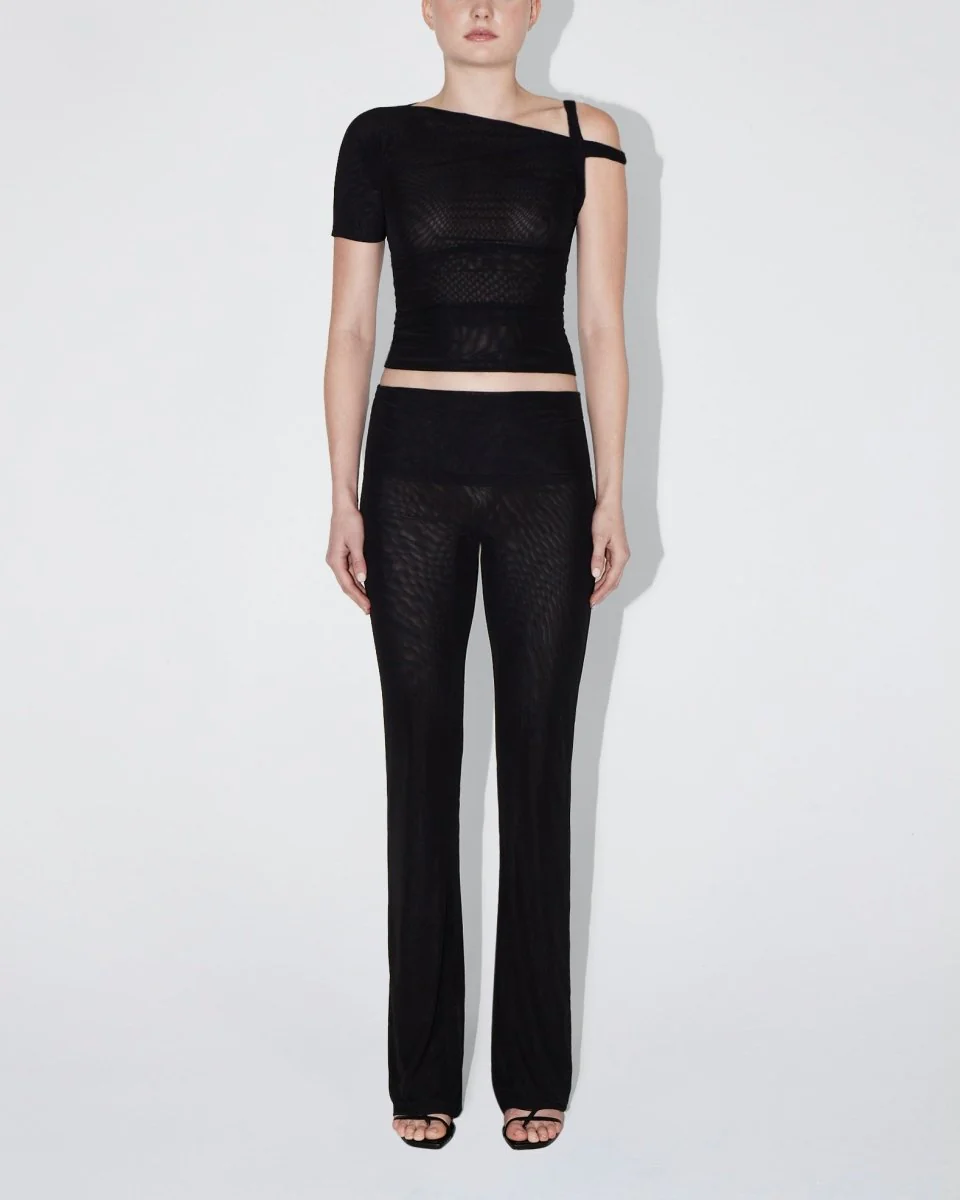 Mesh Stretch Twisted Top | Black - Image 3