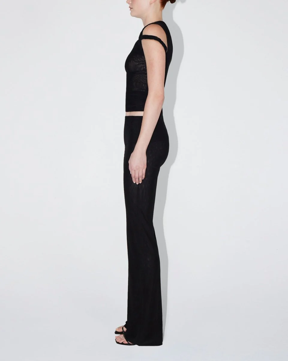 Mesh Stretch Twisted Top | Black - Image 4
