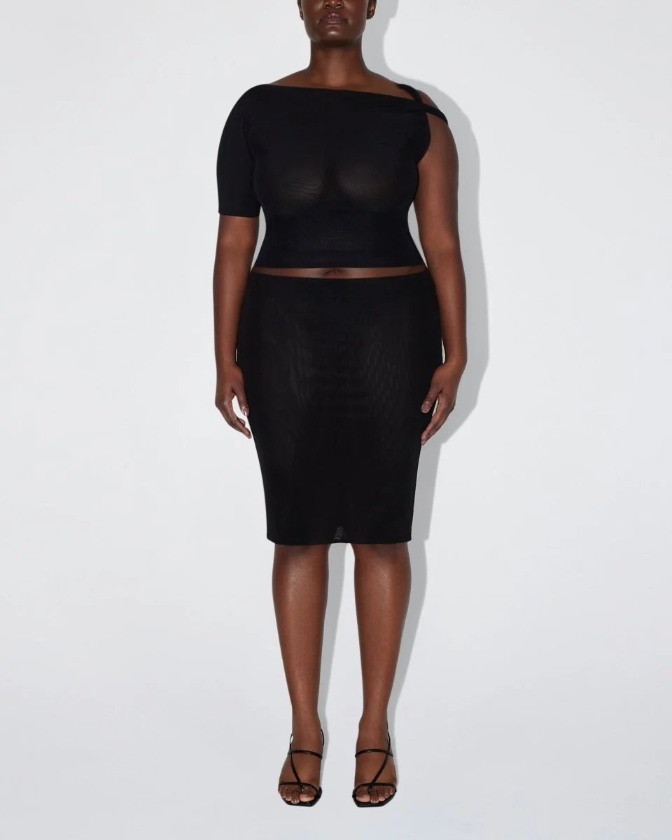 Mesh Stretch Twisted Top | Black - Image 7