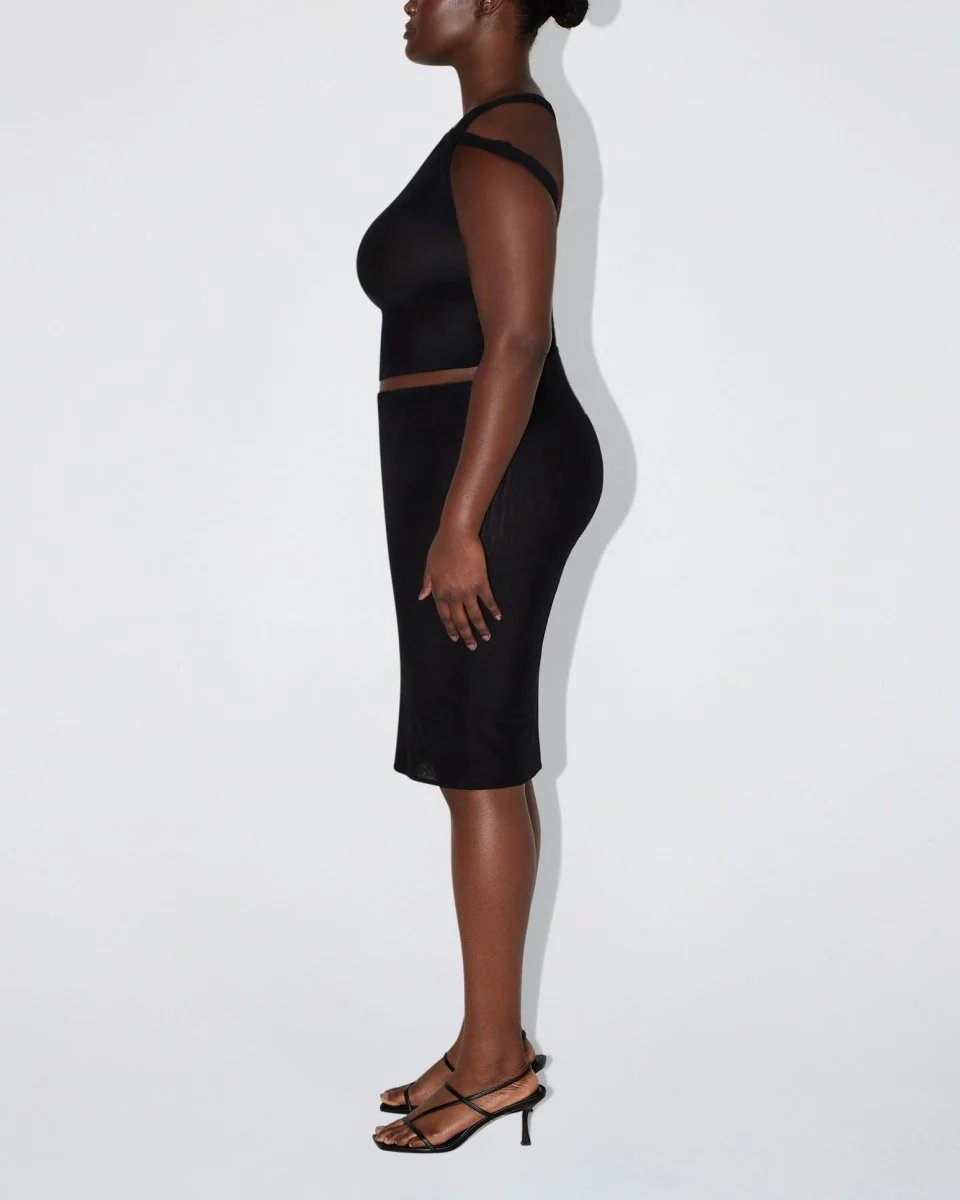 Mesh Stretch Twisted Top | Black - Image 8