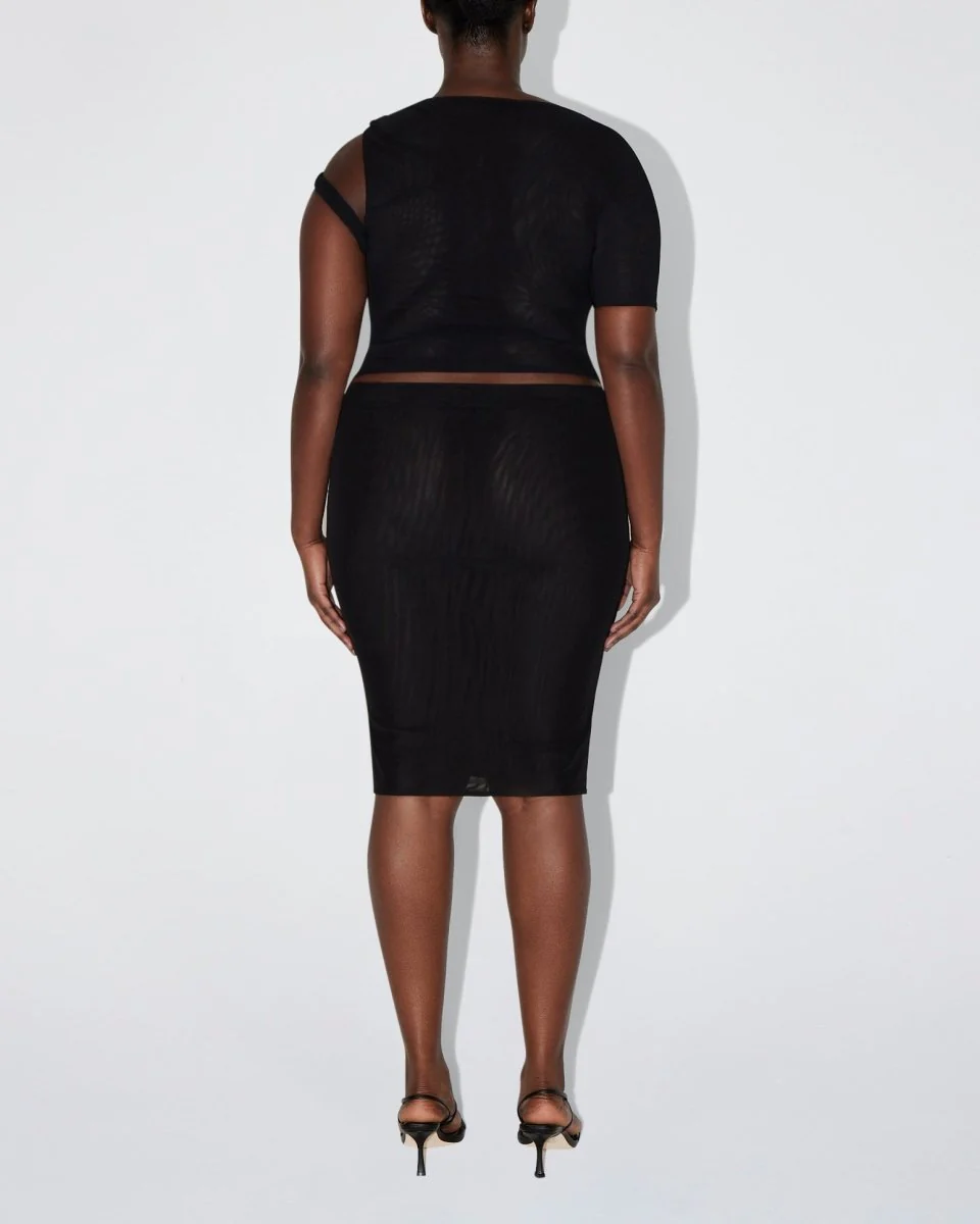 Mesh Stretch Twisted Top | Black - Image 9