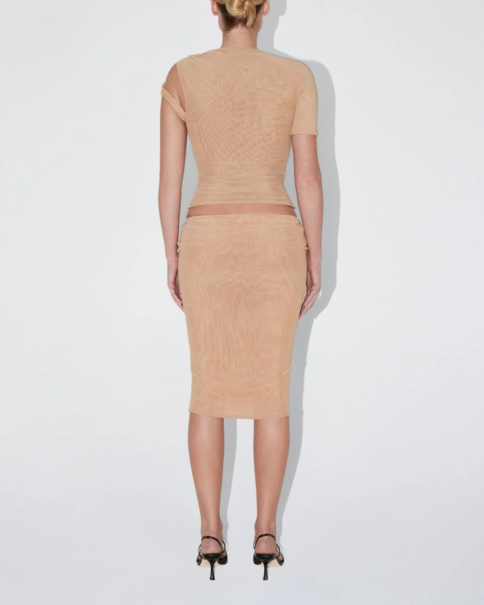 Mesh Stretch Twisted Top | Nude - Image 5
